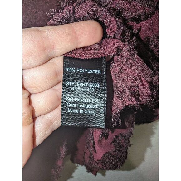 Women's Altar'd State Floral Peplum Burgundy Top Size L - Picture 9 of 11
